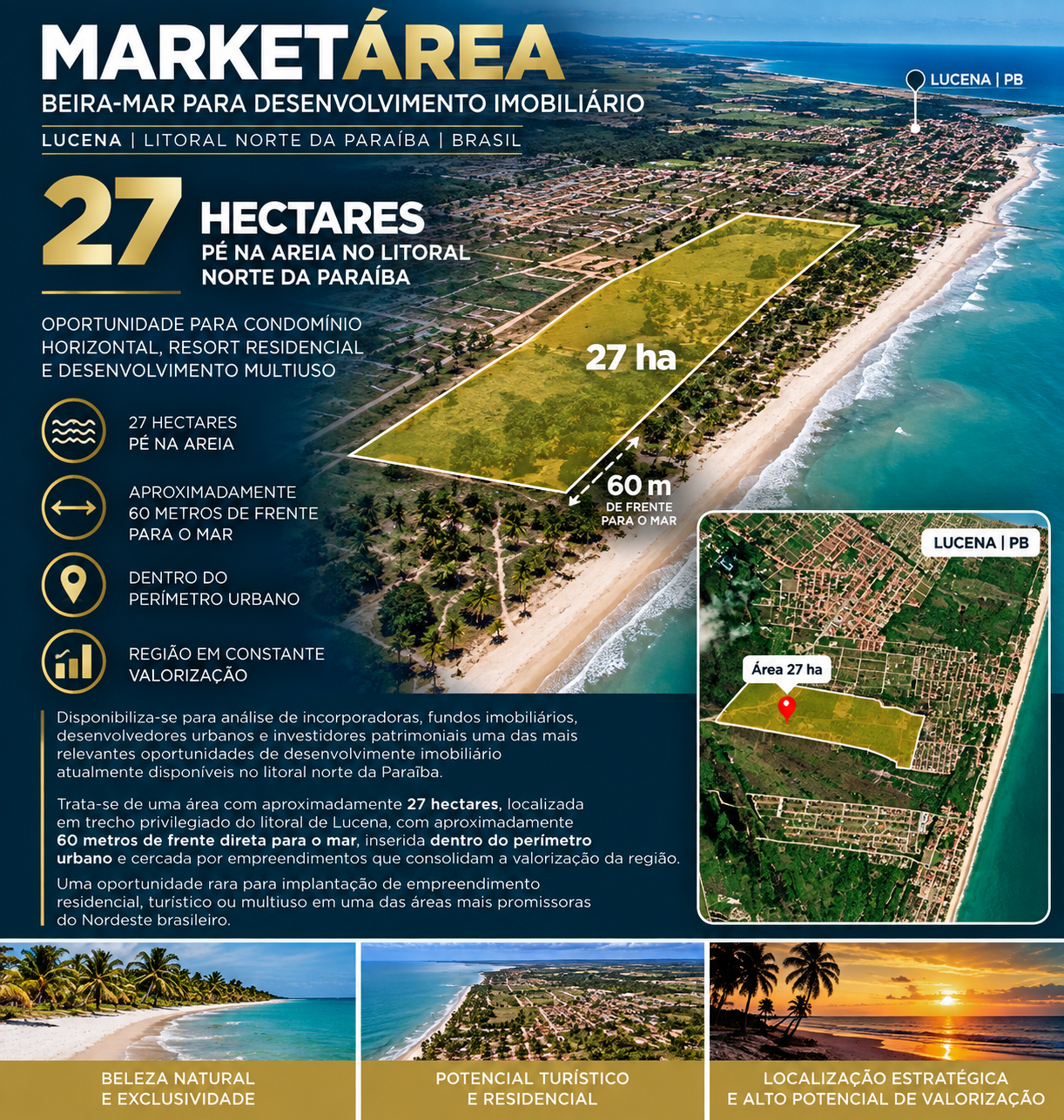 ÁREA DE 27 HECTARES COM FRENTE MAR